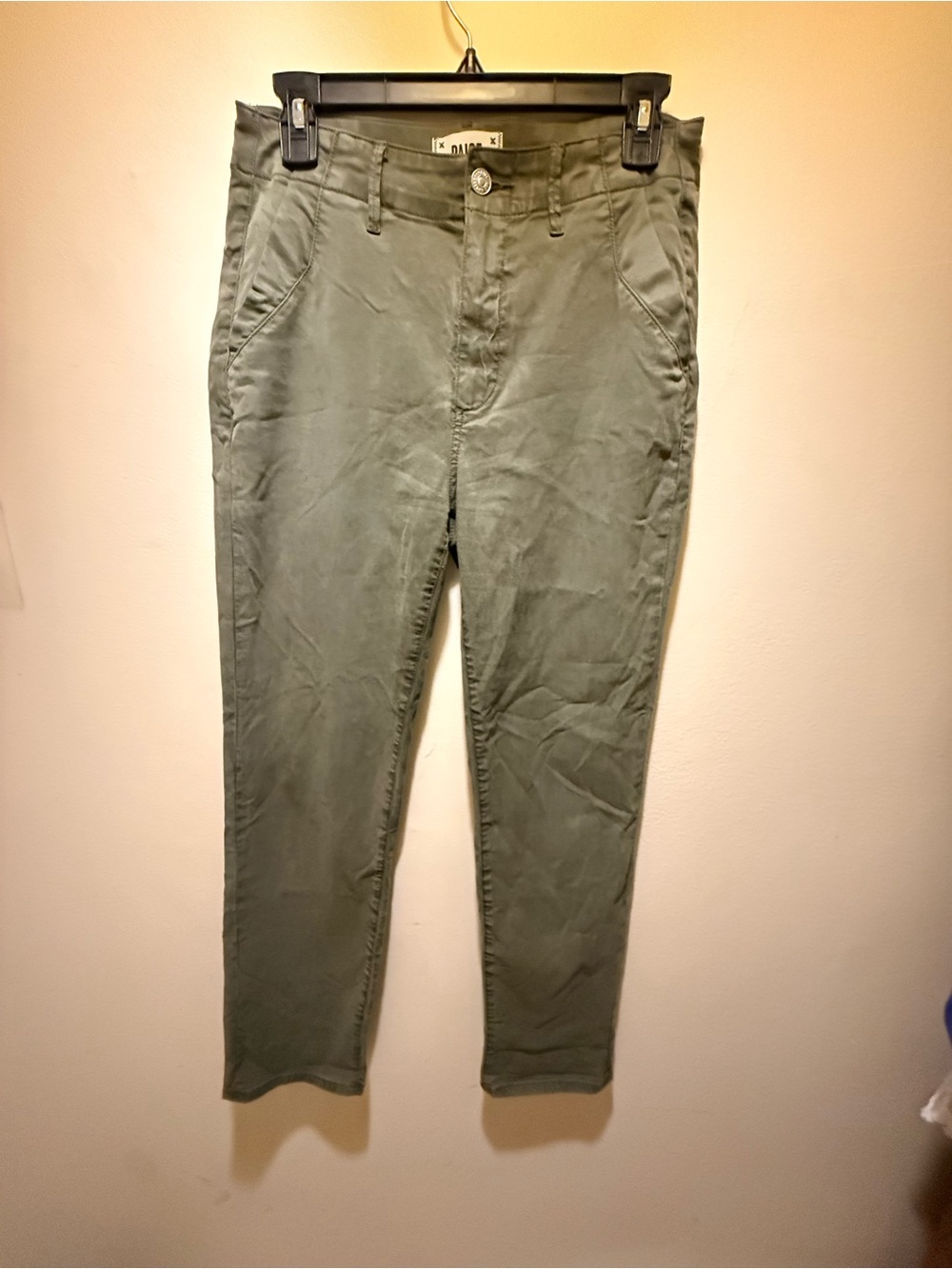PAIGE Drew High Rise Straight Olive Green jeans
